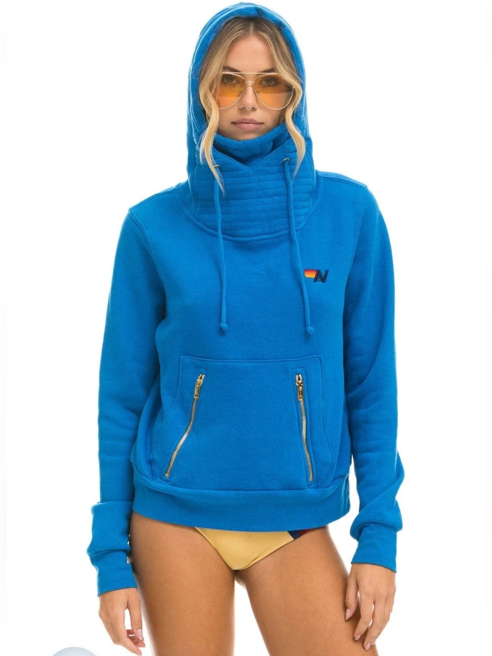 Aviator Nation Ninja Hoodie Ocean Blue Sweatshirt Unisex S